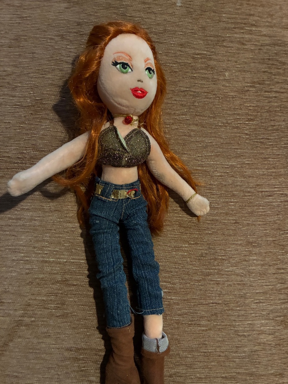 2007 Ty Redhead Plush Doll with Green Eyes and Blue Jeans